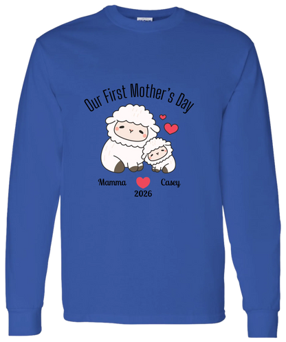 Personalized - Our First Mother's Day - Mamma & Baby Lambs Matching Shirts - BK