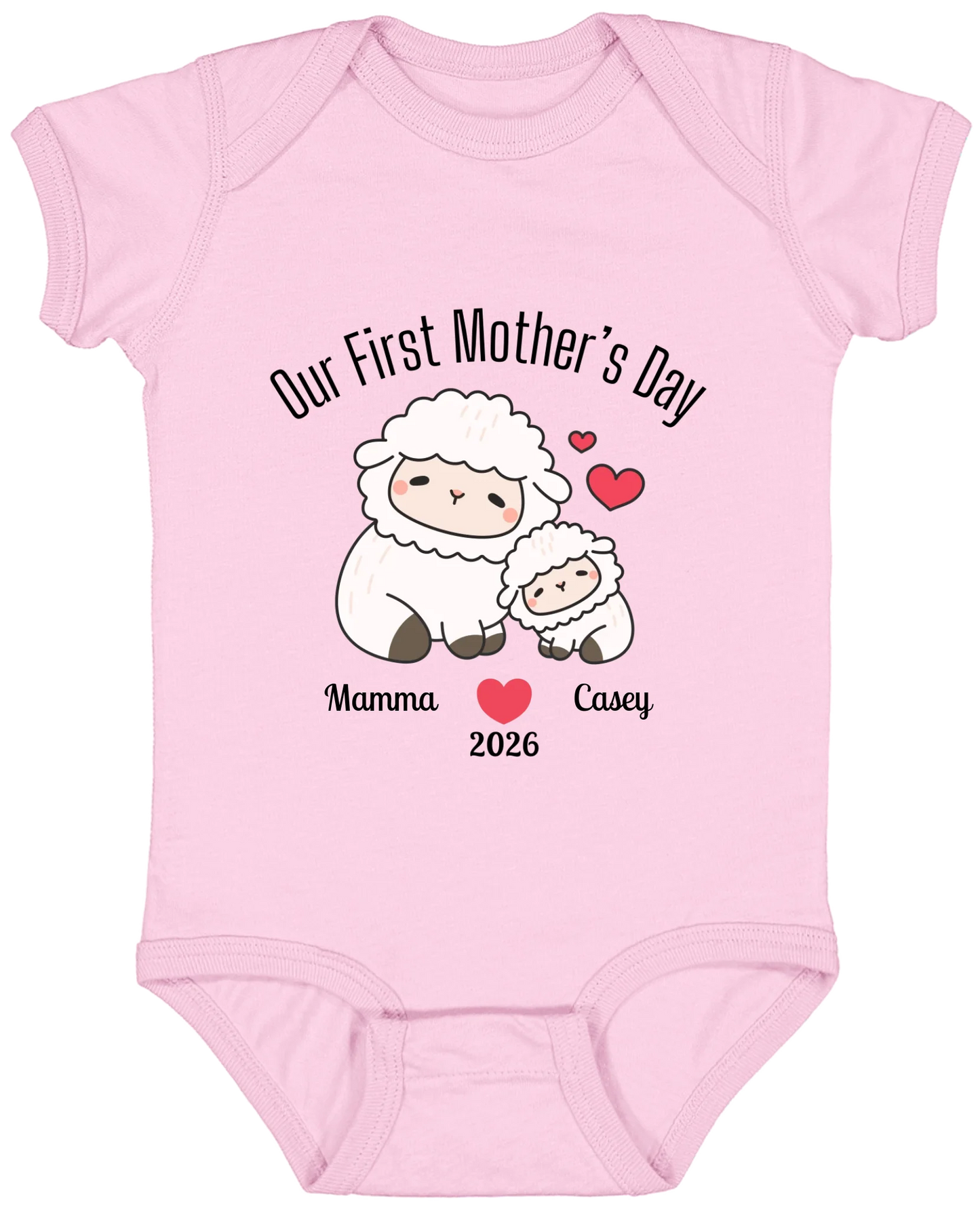 Personalized - Our First Mother's Day - Mamma & Baby Lambs Matching Shirts - BK