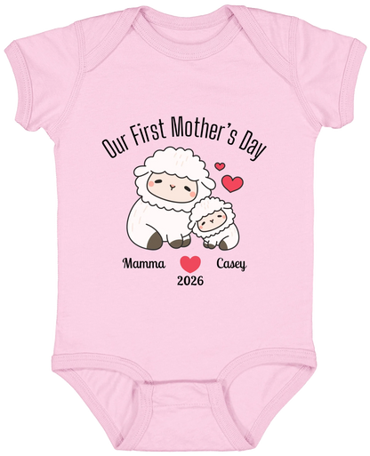 Personalized - Our First Mother's Day - Mamma & Baby Lambs Matching Shirts - BK
