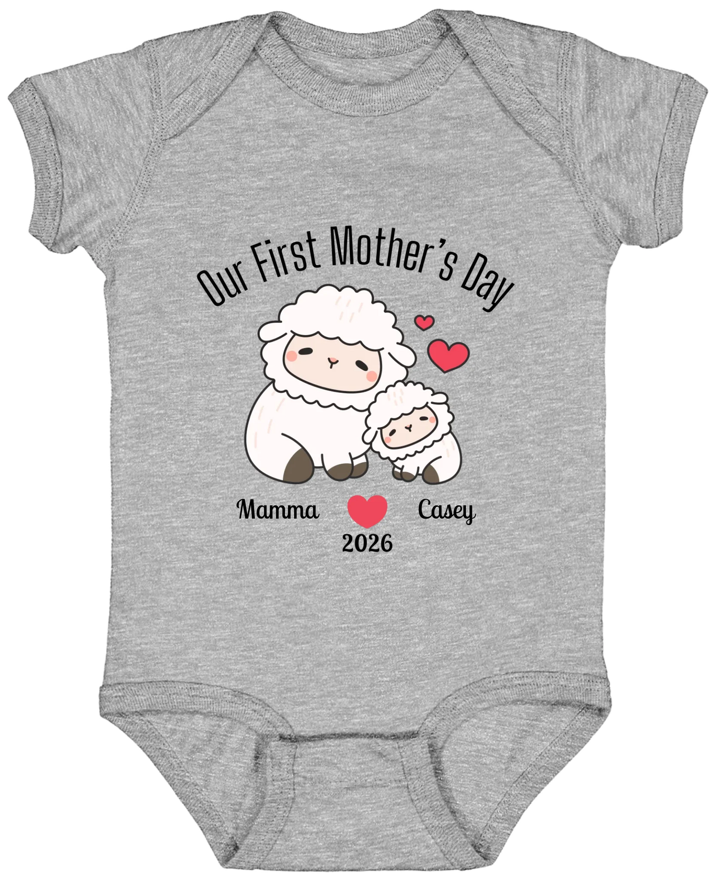 Personalized - Our First Mother's Day - Mamma & Baby Lambs Matching Shirts - BK