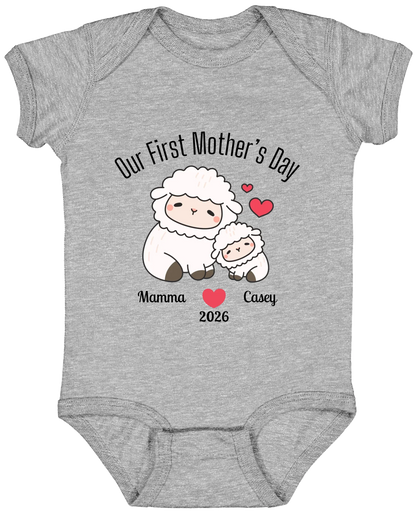 Personalized - Our First Mother's Day - Mamma & Baby Lambs Matching Shirts - BK