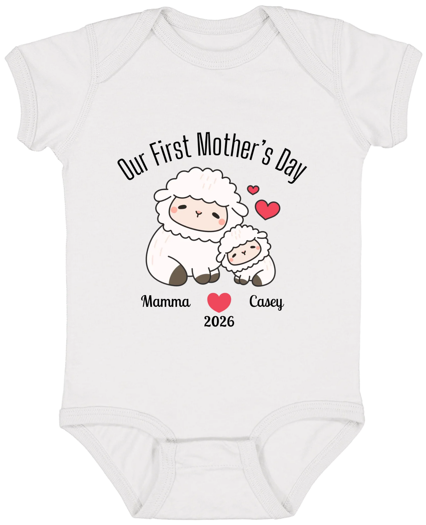 Personalized - Our First Mother's Day - Mamma & Baby Lambs Matching Shirts - BK