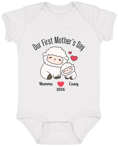 Personalized - Our First Mother's Day - Mamma & Baby Lambs Matching Shirts - BK