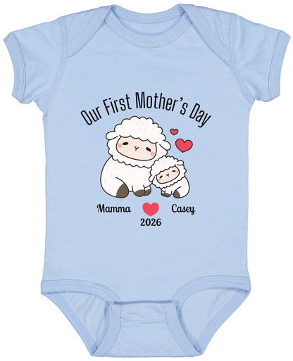 Personalized - Our First Mother's Day - Mamma & Baby Lambs Matching Shirts - BK