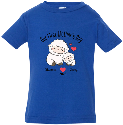 Personalized - Our First Mother's Day - Mamma & Baby Lambs Matching Shirts - BK