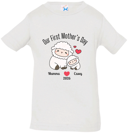 Personalized - Our First Mother's Day - Mamma & Baby Lambs Matching Shirts - BK