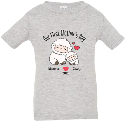 Personalized - Our First Mother's Day - Mamma & Baby Lambs Matching Shirts - BK