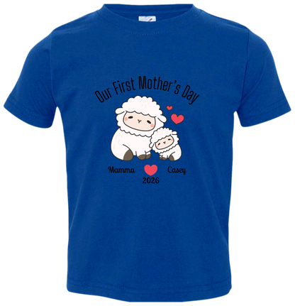 Personalized - Our First Mother's Day - Mamma & Baby Lambs Matching Shirts - BK