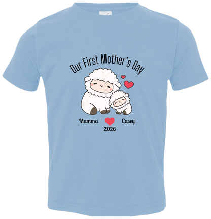 Personalized - Our First Mother's Day - Mamma & Baby Lambs Matching Shirts - BK