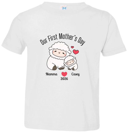 Personalized - Our First Mother's Day - Mamma & Baby Lambs Matching Shirts - BK
