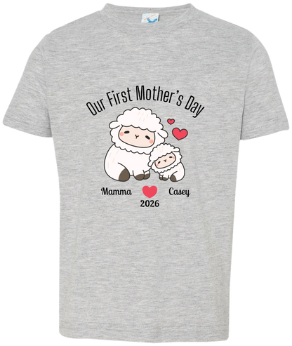 Personalized - Our First Mother's Day - Mamma & Baby Lambs Matching Shirts - BK