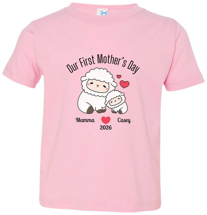 Personalized - Our First Mother's Day - Mamma & Baby Lambs Matching Shirts - BK