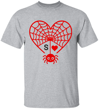 Personalized First Initial - Heart Spider Web Matching Family Shirts - RD