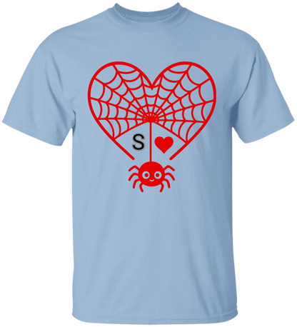 Personalized First Initial - Heart Spider Web Matching Family Shirts - RD