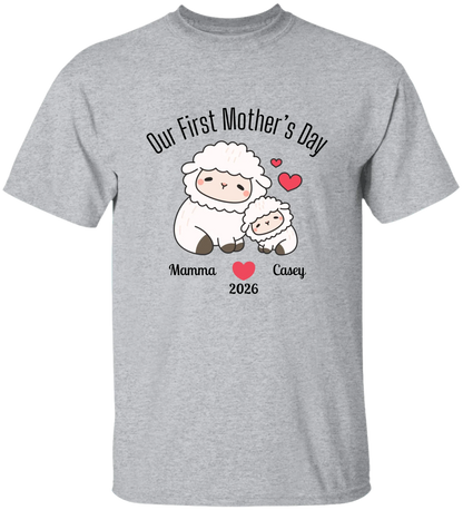 Personalized - Our First Mother's Day - Mamma & Baby Lambs Matching Shirts - BK