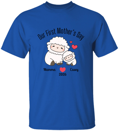 Personalized - Our First Mother's Day - Mamma & Baby Lambs Matching Shirts - BK