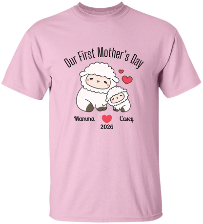 Personalized - Our First Mother's Day - Mamma & Baby Lambs Matching Shirts - BK