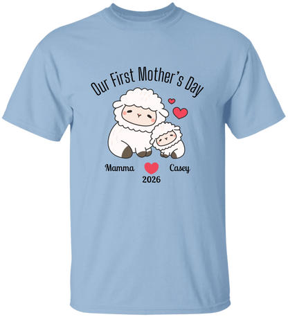 Personalized - Our First Mother's Day - Mamma & Baby Lambs Matching Shirts - BK