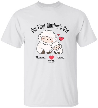 Personalized - Our First Mother's Day - Mamma & Baby Lambs Matching Shirts - BK