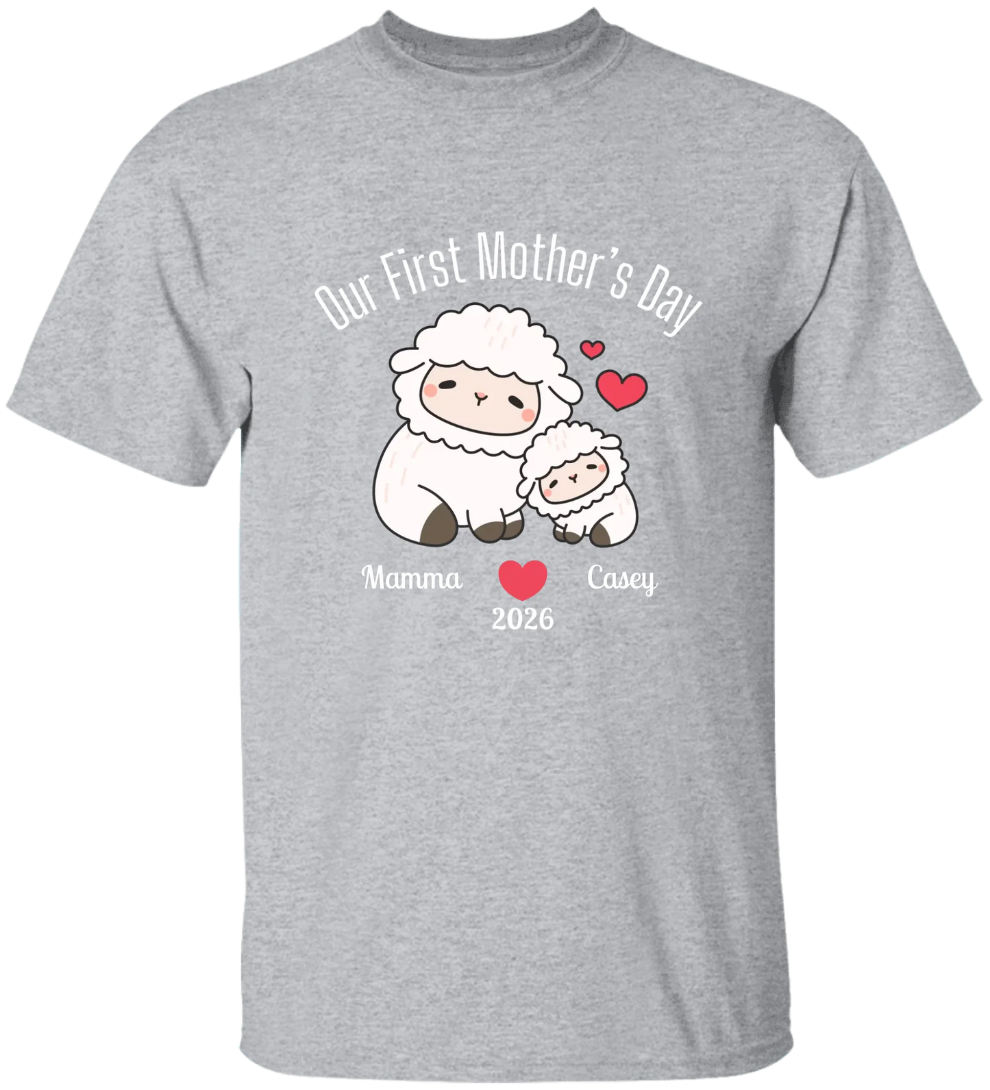 Personalized - Our First Mother's Day - Mamma & Baby Lambs Matching Shirts