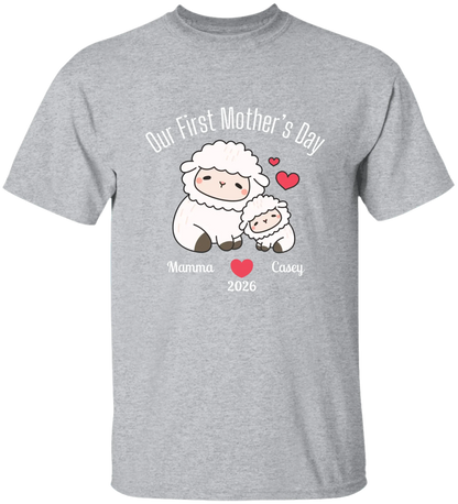 Personalized - Our First Mother's Day - Mamma & Baby Lambs Matching Shirts