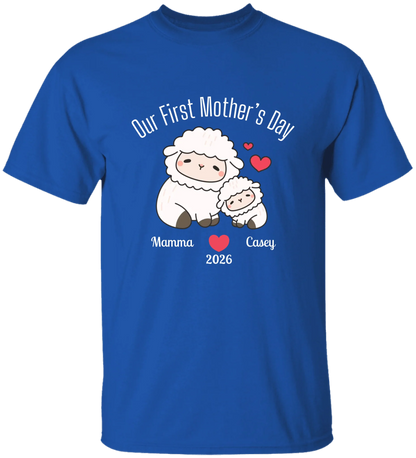Personalized - Our First Mother's Day - Mamma & Baby Lambs Matching Shirts