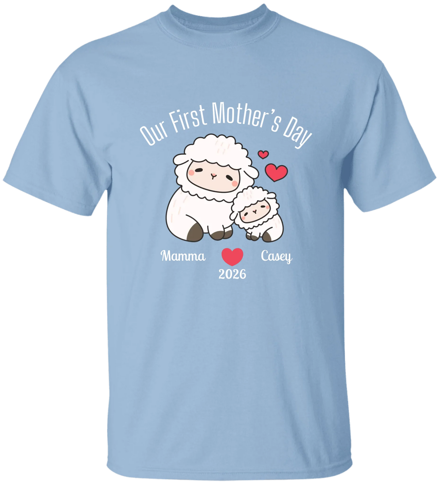Personalized - Our First Mother's Day - Mamma & Baby Lambs Matching Shirts