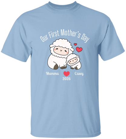 Personalized - Our First Mother's Day - Mamma & Baby Lambs Matching Shirts