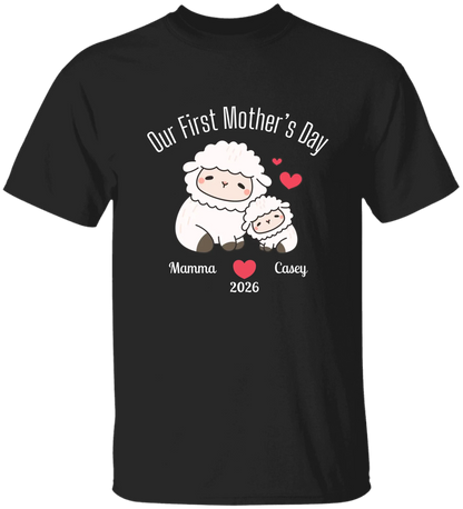 Personalized - Our First Mother's Day - Mamma & Baby Lambs Matching Shirts