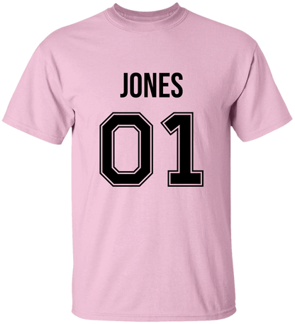 Personalized Last Name Sport Team Style Matching Shirts (design on front) BK