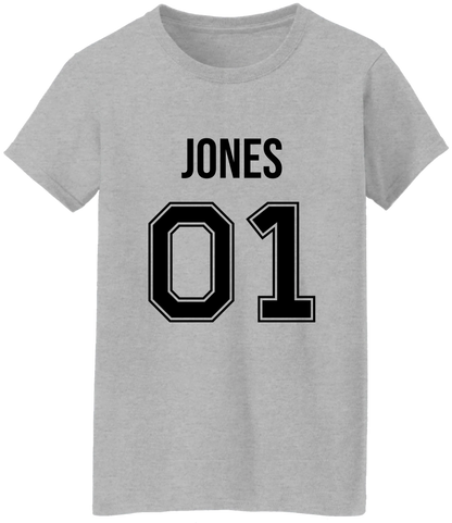 Personalized Last Name Sport Team Style Matching Shirts (design on front) BK