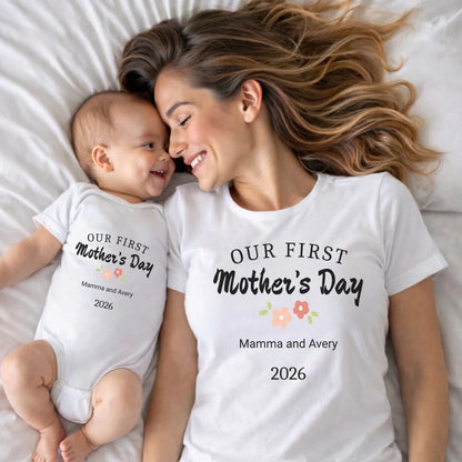 Personalized - Our First Mother's Day Mom & Baby Matching Shirts - BK