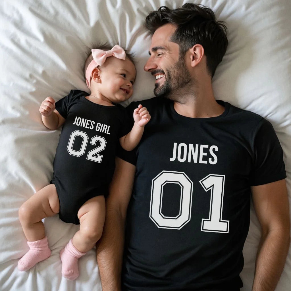 Personalized Last Name Sport Team Style Matching Shirts (design on front)