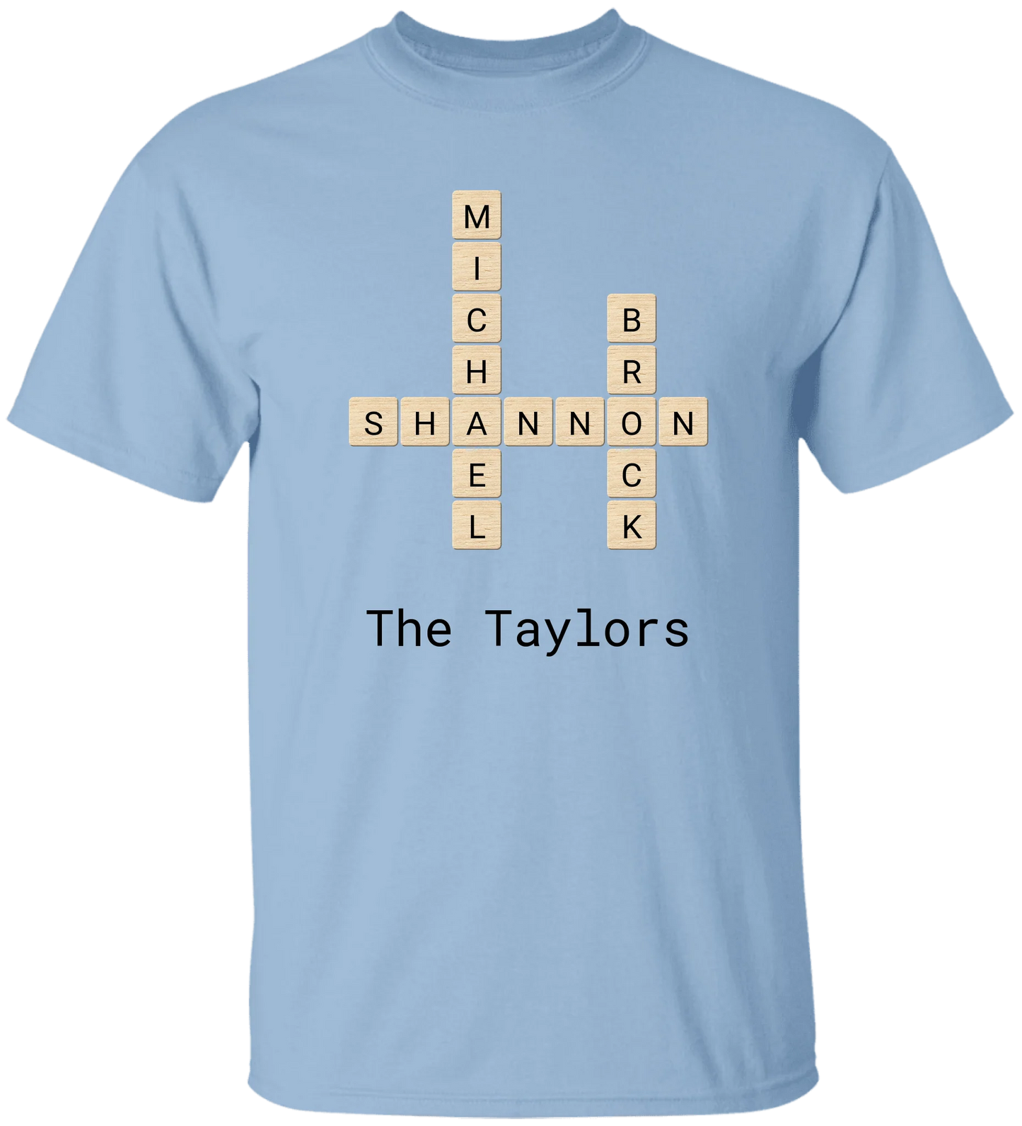 Personalized Family Crossword Name Tiles Matching Shirts