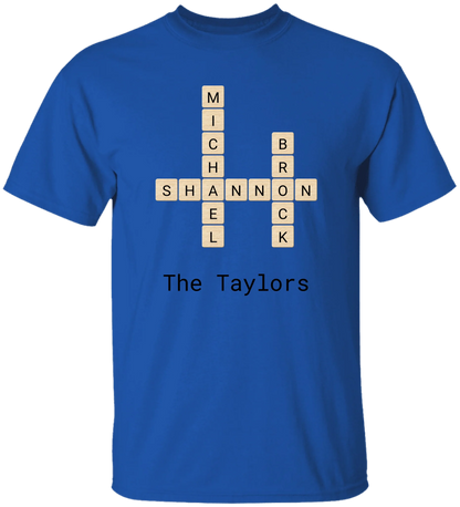 Personalized Family Crossword Name Tiles Matching Shirts