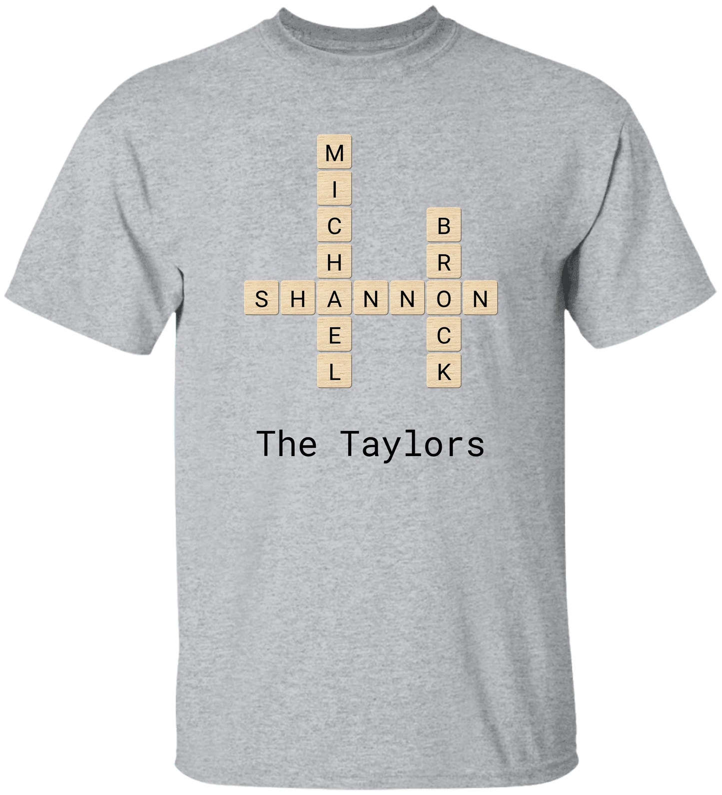 Personalized Family Crossword Name Tiles Matching Shirts