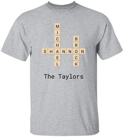 Personalized Family Crossword Name Tiles Matching Shirts