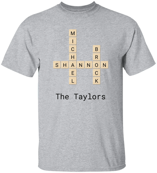 Personalized Family Crossword Name Tiles Matching Shirts