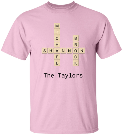 Personalized Family Crossword Name Tiles Matching Shirts