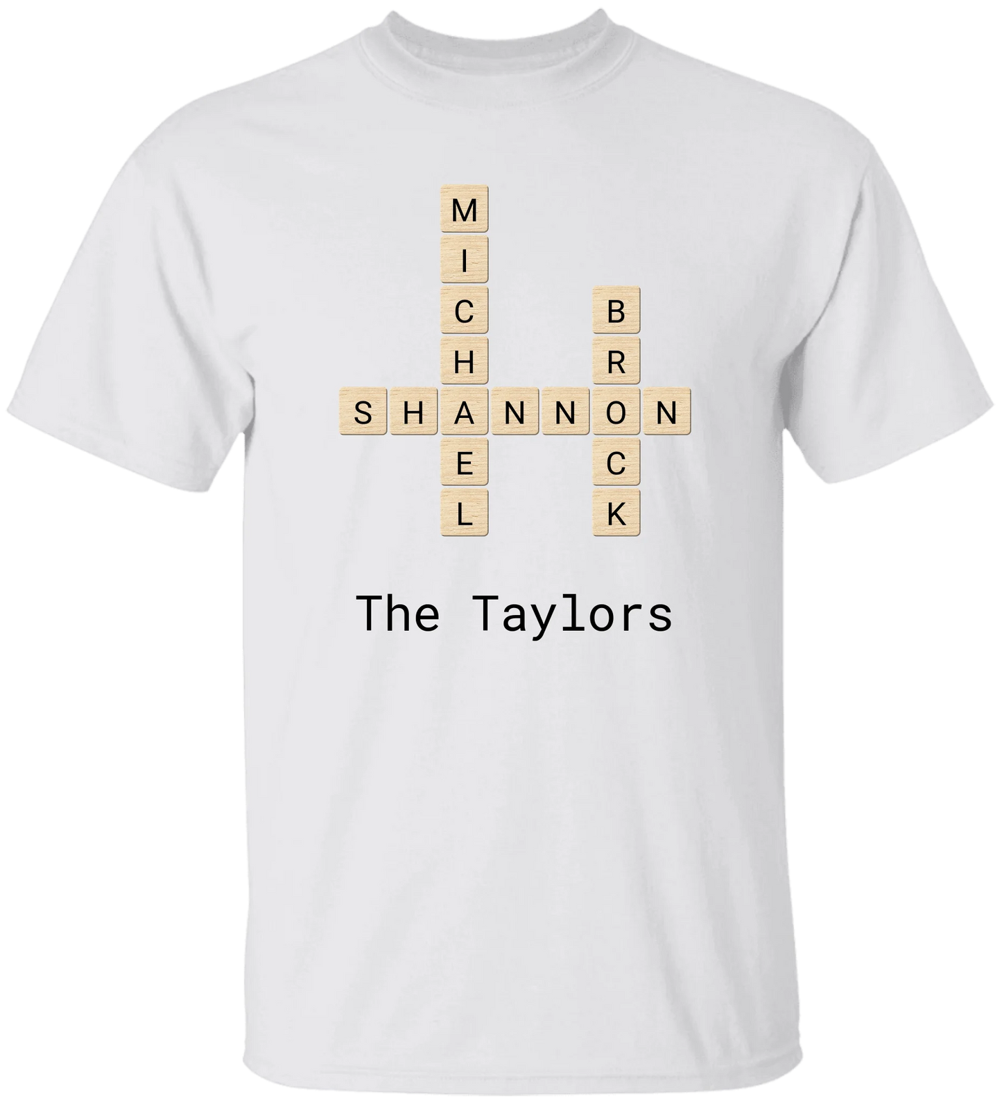 Personalized Family Crossword Name Tiles Matching Shirts