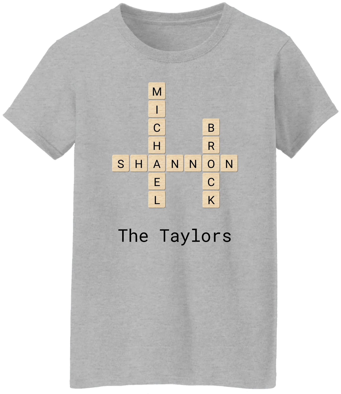 Personalized Family Crossword Name Tiles Matching Shirts