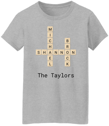 Personalized Family Crossword Name Tiles Matching Shirts