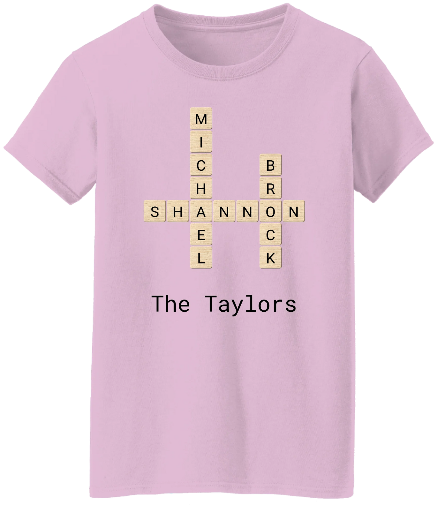Personalized Family Crossword Name Tiles Matching Shirts