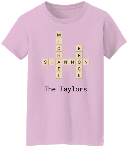 Personalized Family Crossword Name Tiles Matching Shirts