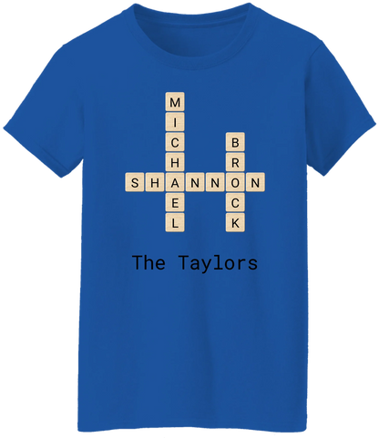 Personalized Family Crossword Name Tiles Matching Shirts