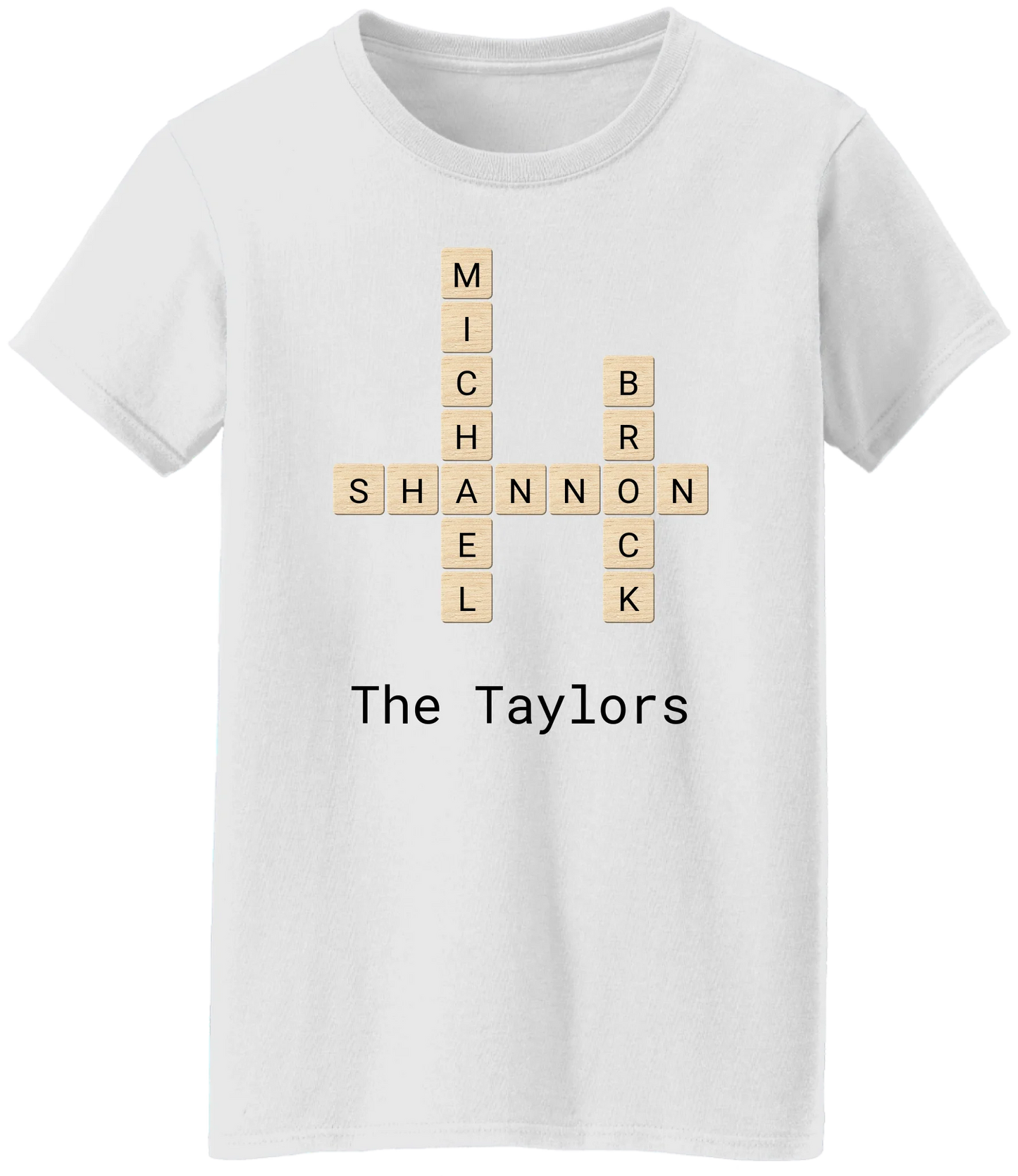 Personalized Family Crossword Name Tiles Matching Shirts