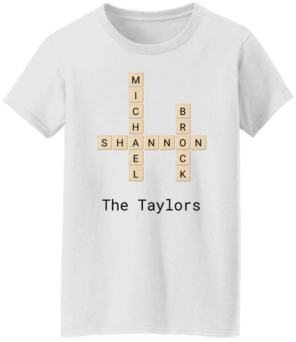 Personalized Family Crossword Name Tiles Matching Shirts