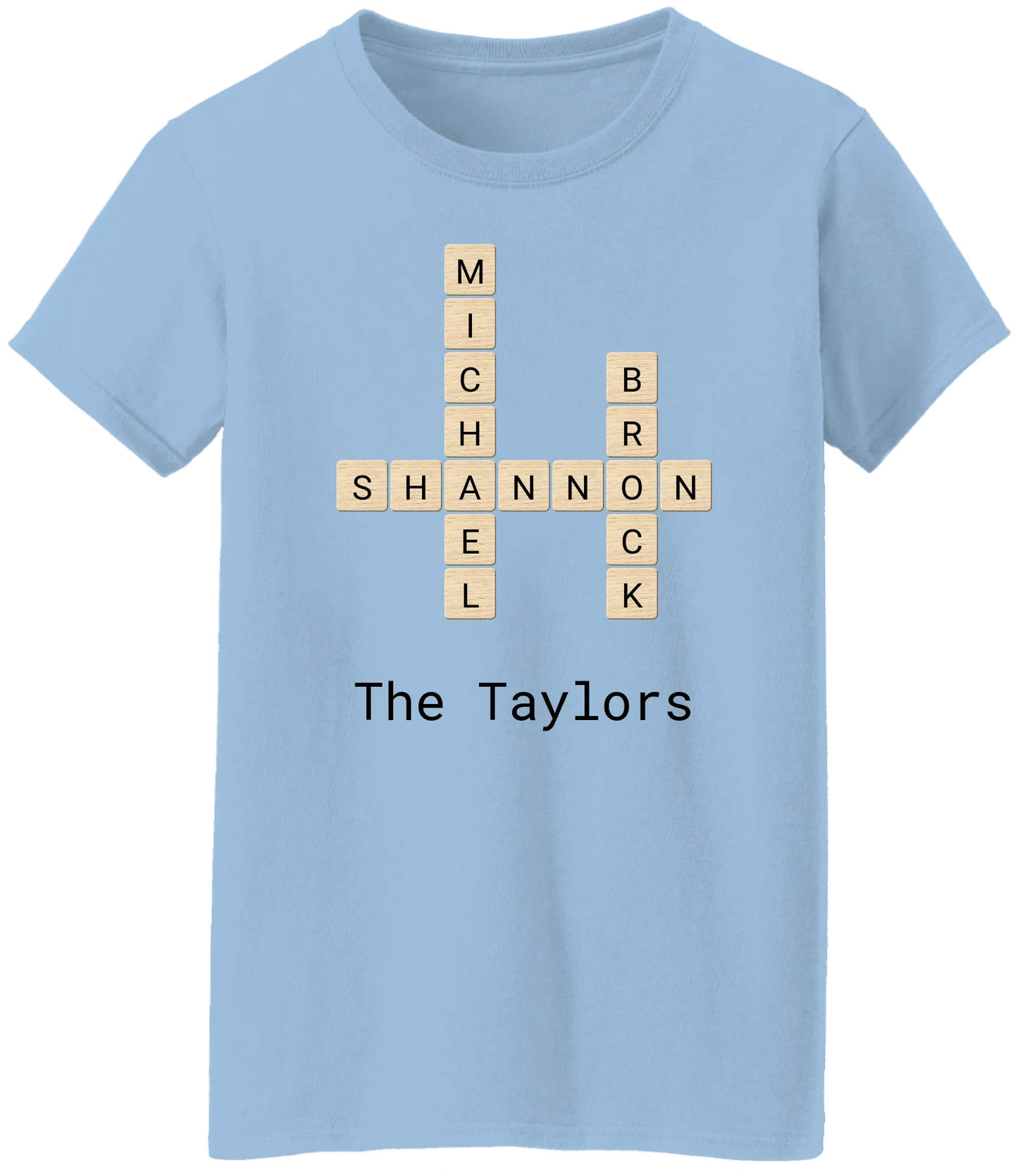 Personalized Family Crossword Name Tiles Matching Shirts
