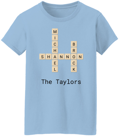 Personalized Family Crossword Name Tiles Matching Shirts