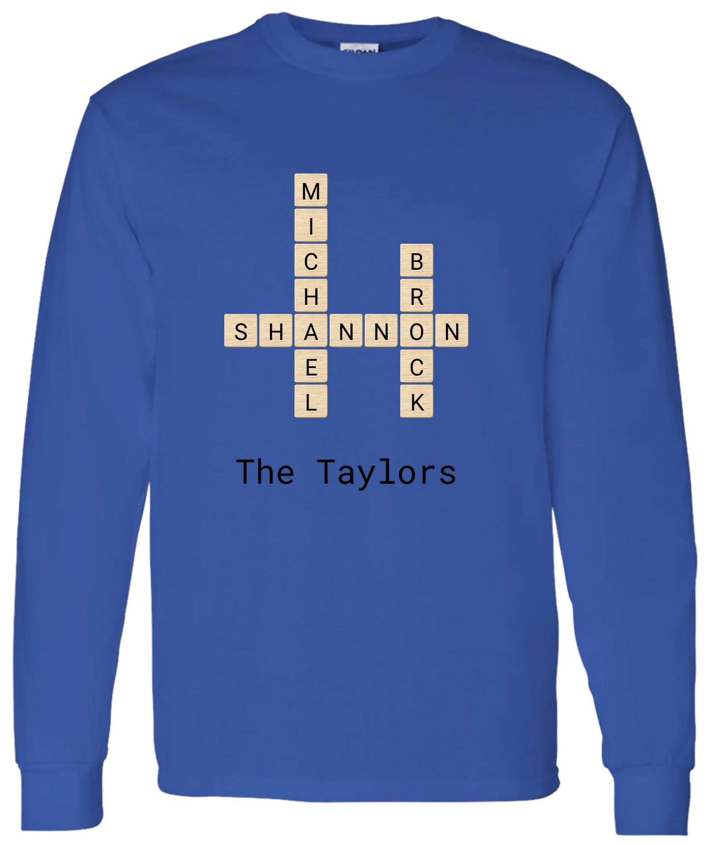 Personalized Family Crossword Name Tiles Matching Shirts